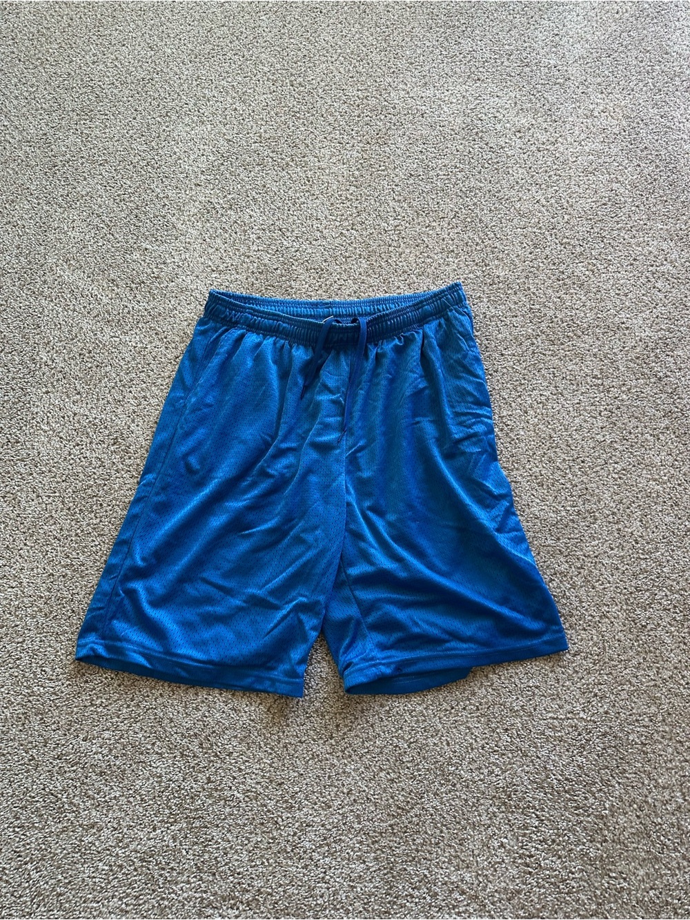Hill Mens Blue Solid Mesh Athletic Gym Shorts Size 2XL Drawstring
